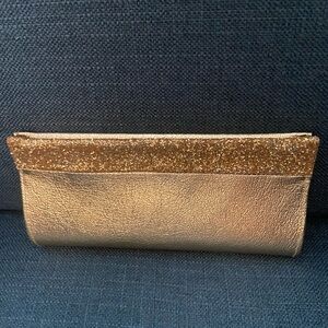 Vintage Mettalic Gold & Glitter Vinyl Evening Clutch Bag Purse